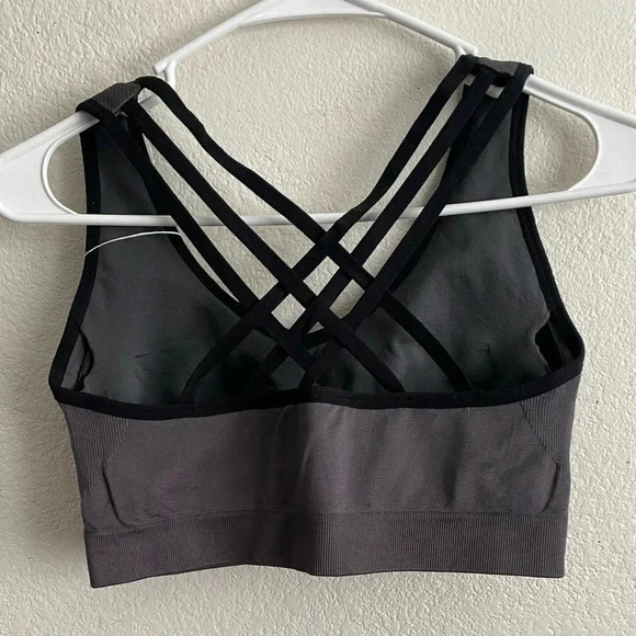 🆕Women Seamless Padded Strappy Sports Bra Charcoal L🆕 - Picture 3 of 5